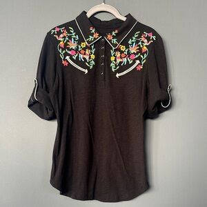 Double D Ranch Black Embroidered Button Snap Shirt